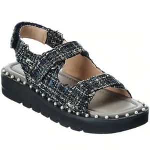 Stuart Weitzman Zoe Lift Tweed Sandal Women's Size- 10 B